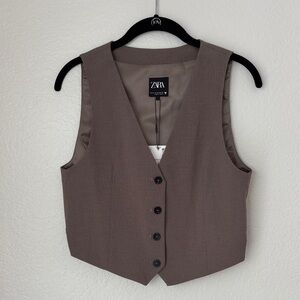Zara Taupe Buttoned Vest